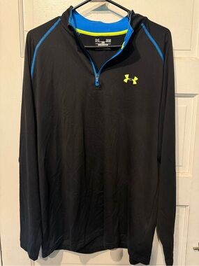 LG Men’s Black Quarter-Zip Pullover with Blue Trim and Neon Yellow Logo